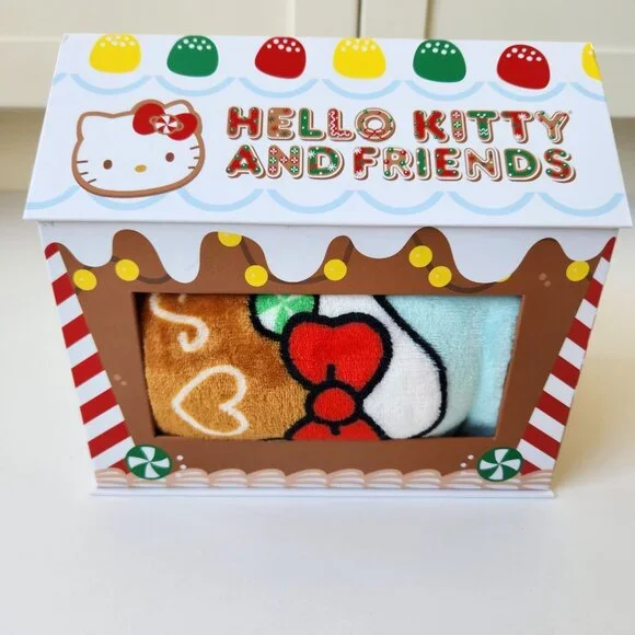 Hello Kitty And Friends Holiday Blanket Soft Fleece Throw Christmas Gingerbread - Picture 1 of 10